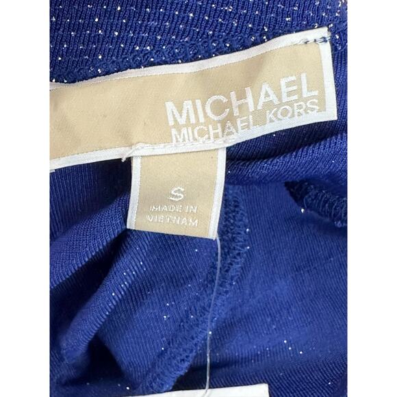 Michael Kors blue metallic long sleeves cocktail top size Small - Picture 3 of 13